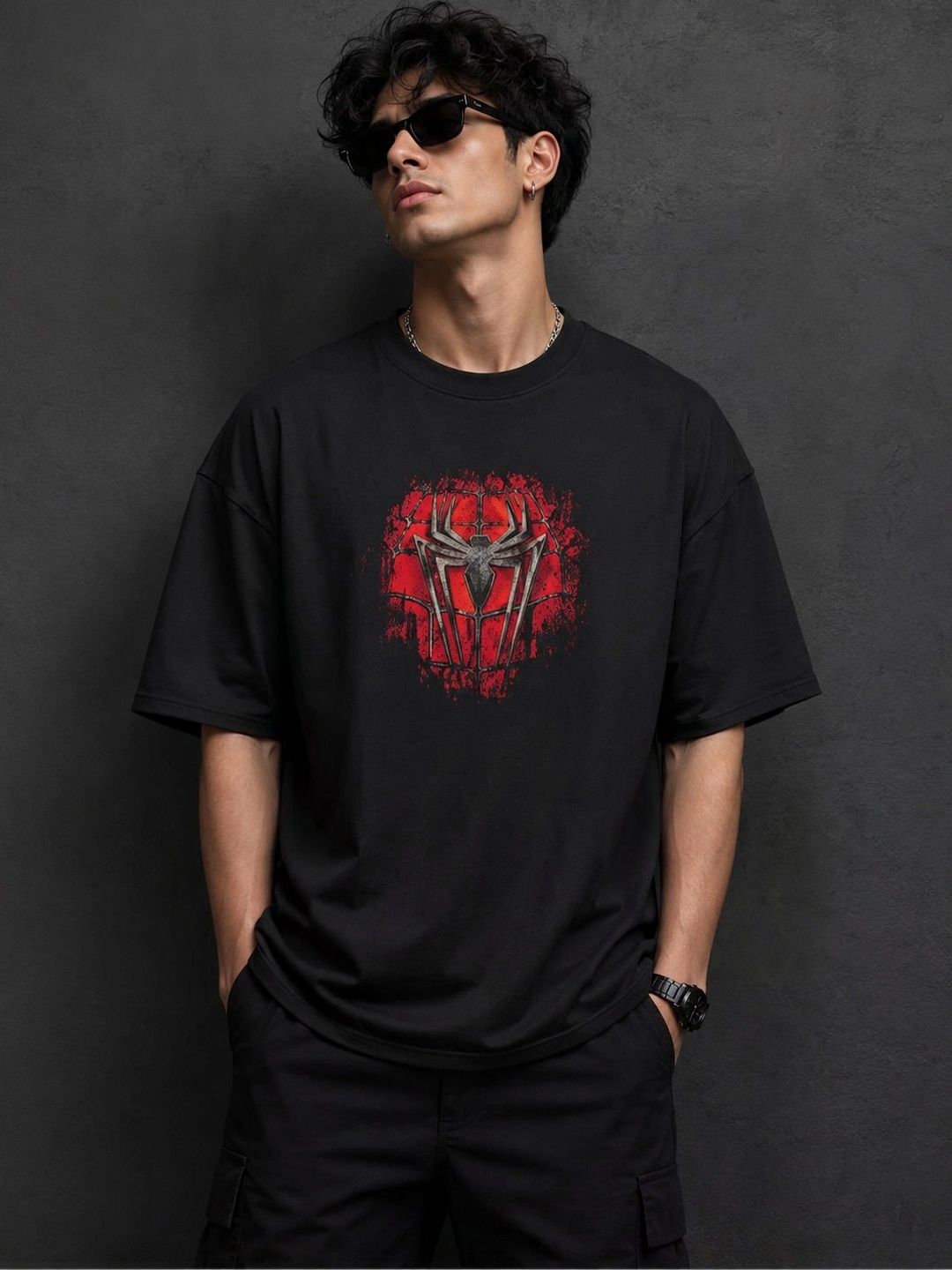 Getsetwear Men Printed Drop-Shoulder Sleeves T-shirt