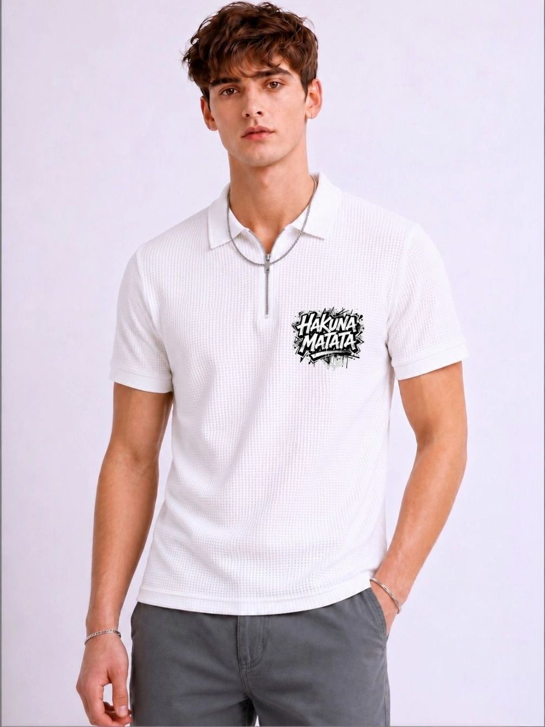 Mobox Men Typography Polo Collar T-shirt