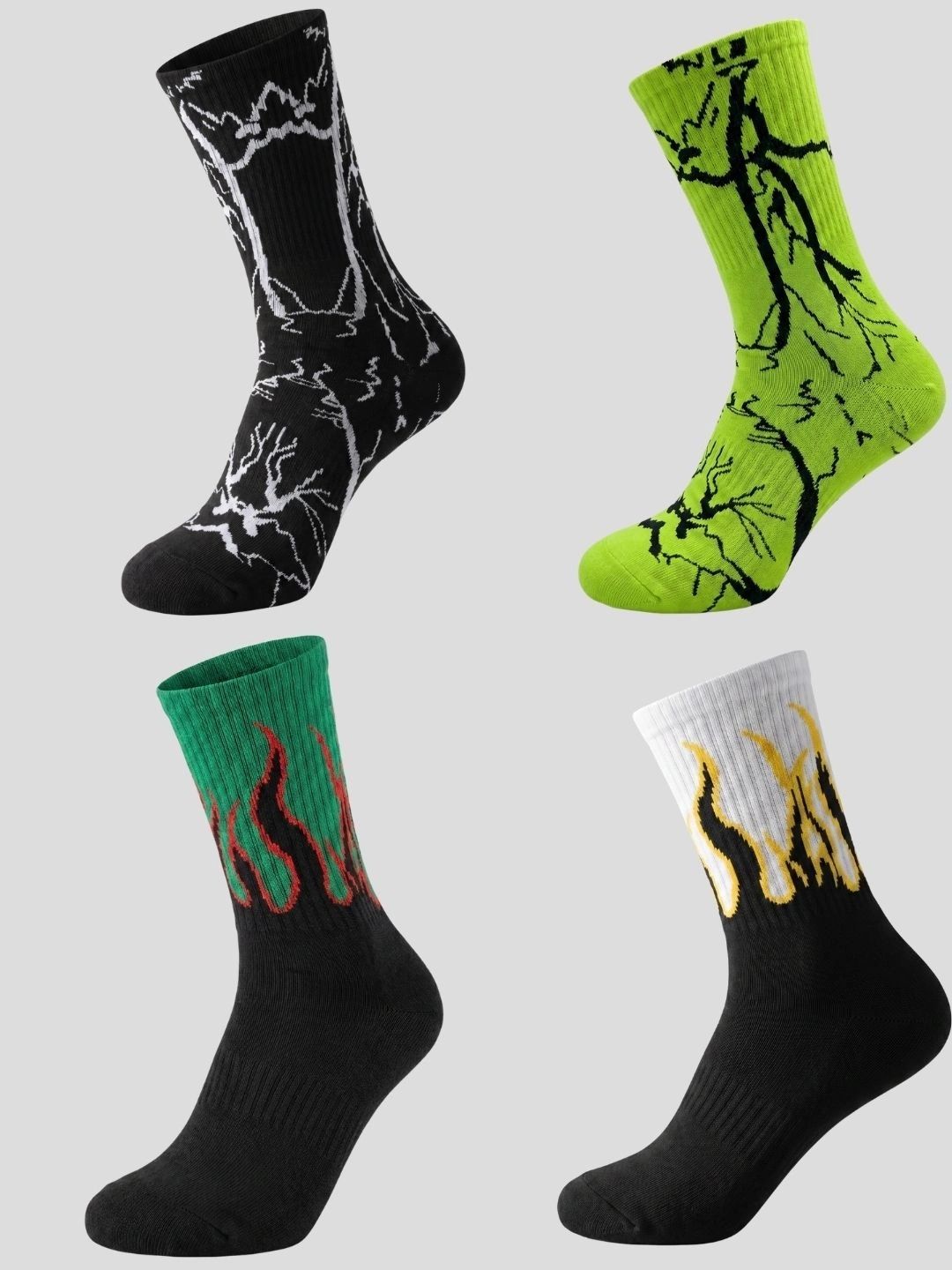 Moda Rapido Men Pack of 4 Cotton Blend Patterned Calf Length Socks