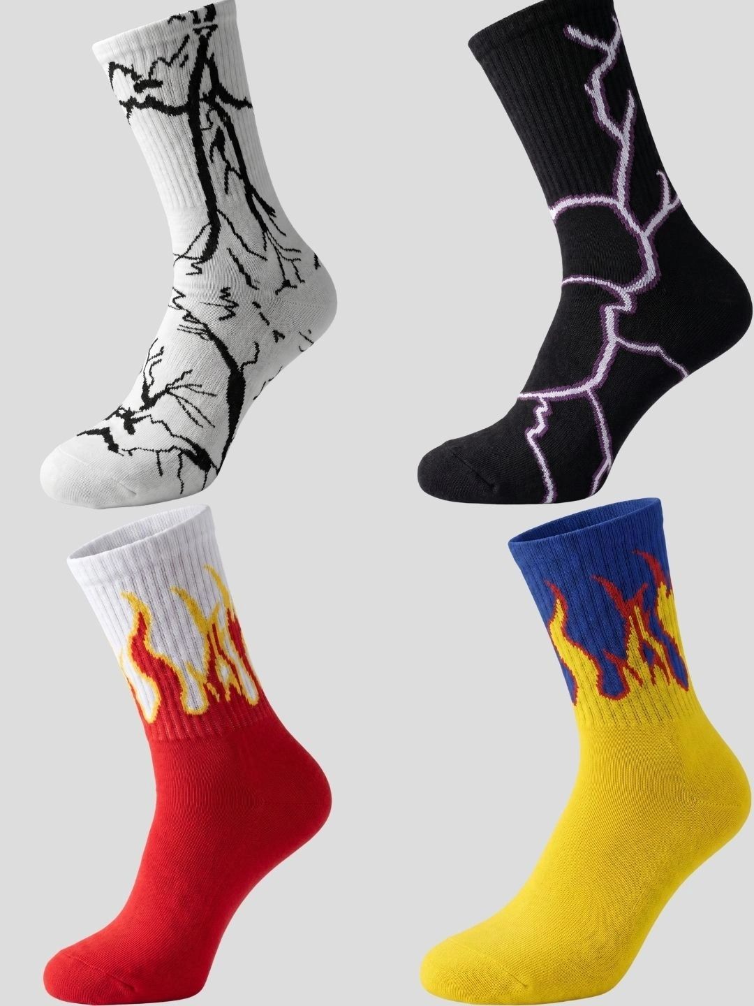 Moda Rapido Men Pack of 4 Cotton Blend Patterned Calf Length Socks