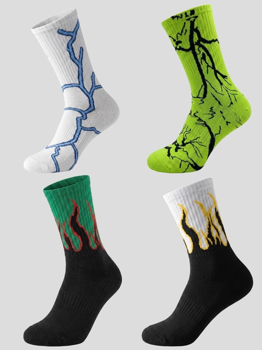 Moda Rapido Men Pack of 4 Cotton Blend Patterned Calf Length Socks
