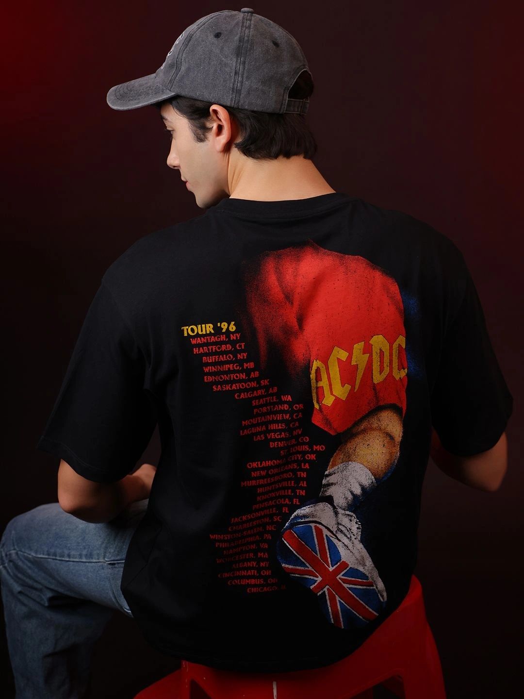 Buy Free Authority Young Men Acdc Printed Oversized Tshirt