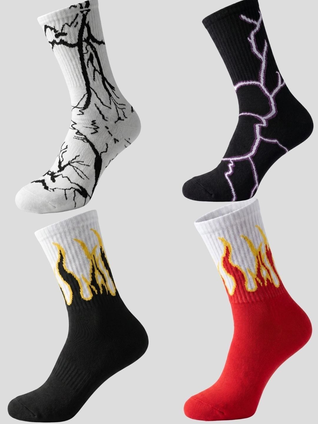 Moda Rapido Men Pack of 4 Cotton Blend Patterned Calf Length Socks