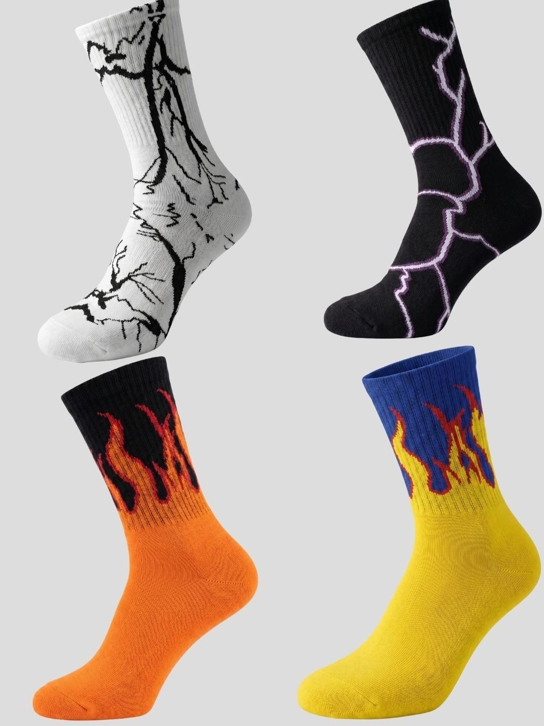 Moda Rapido Men Pack of 4 Cotton Blend Patterned Calf Length Socks