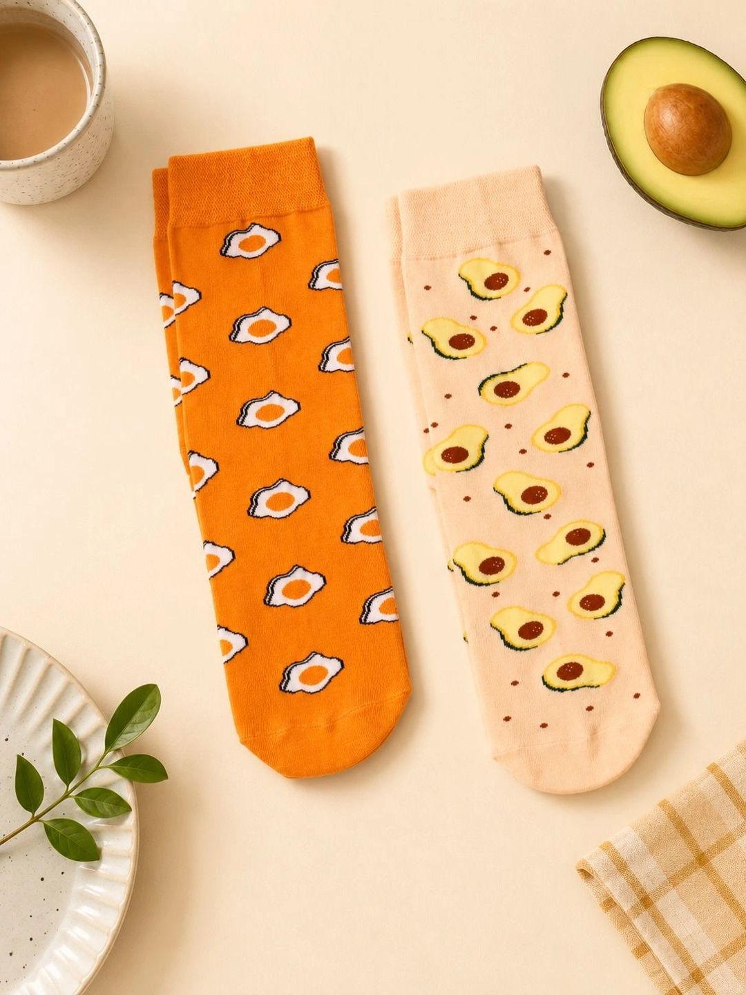 Thela Gaadi Unisex Pack of 2 Cotton Patterned Above Ankle Socks