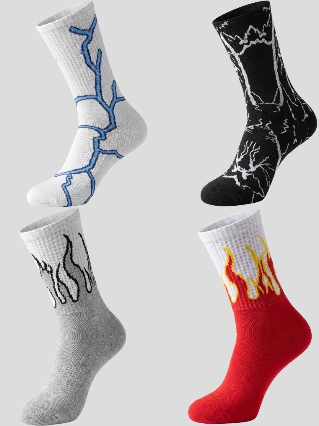 Moda Rapido Men Pack of 4 Cotton Blend Patterned Calf Length Socks