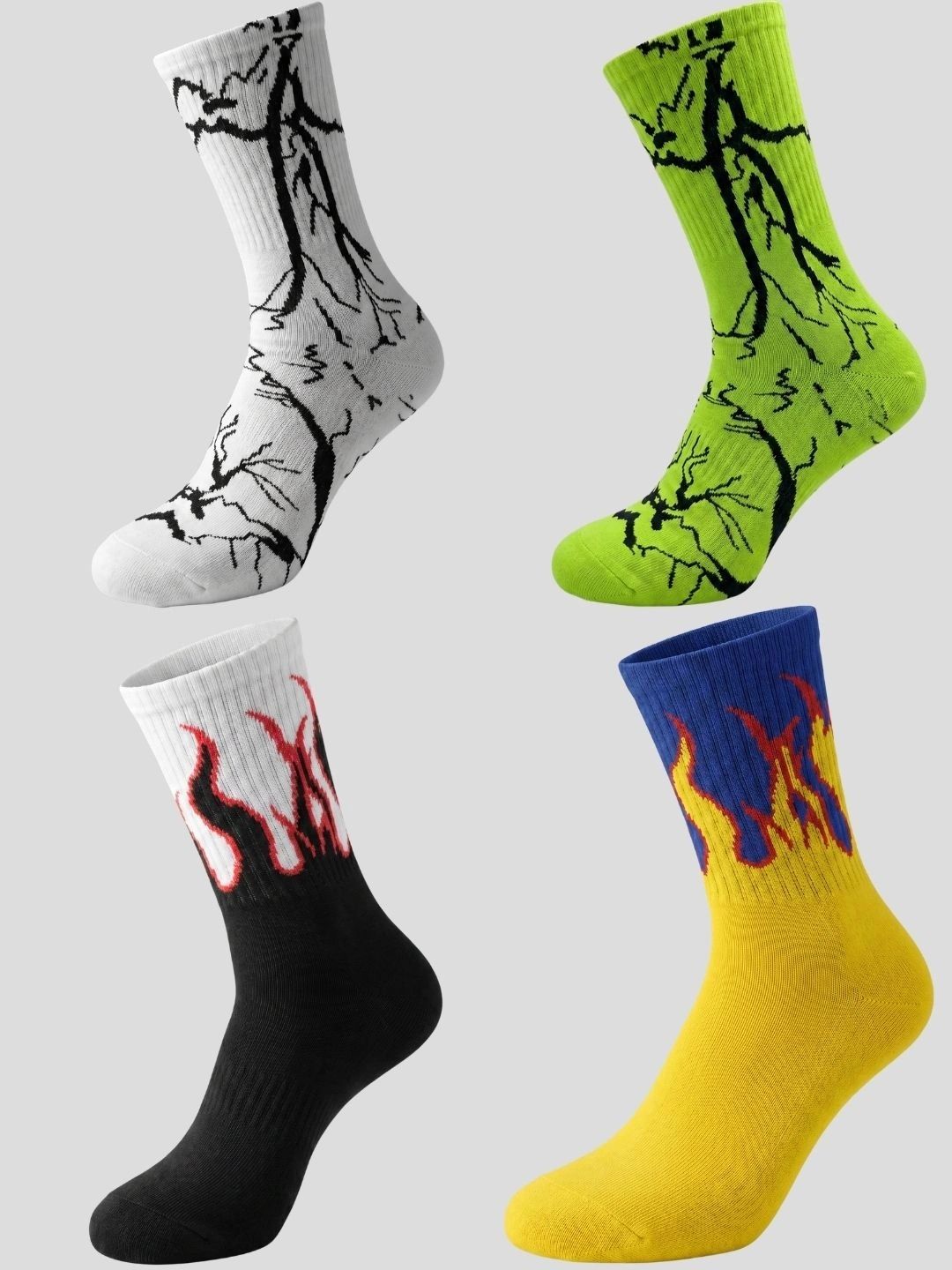 Moda Rapido Men Pack of 4 Cotton Blend Patterned Calf Length Socks