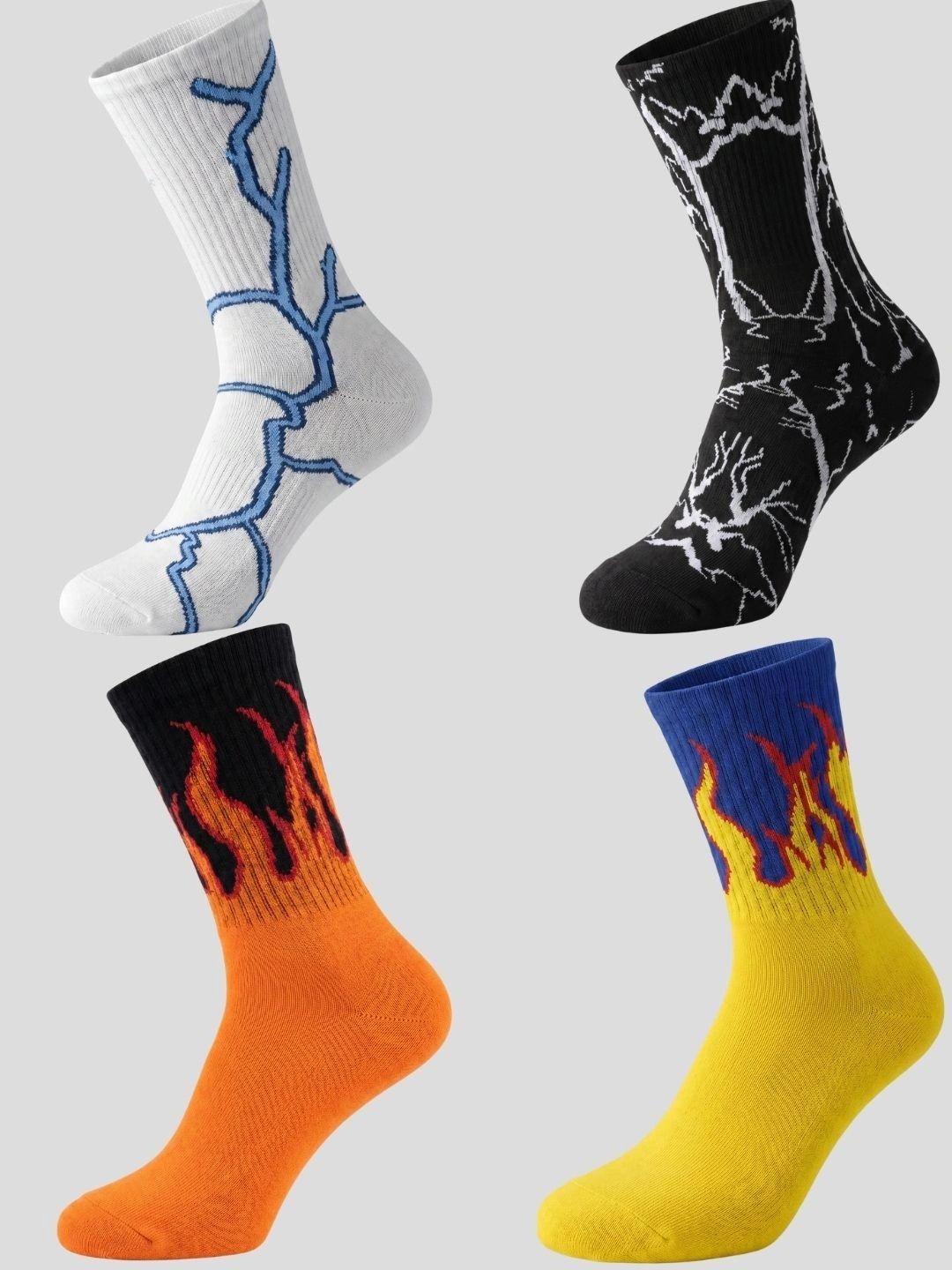 Moda Rapido Men Pack of 4 Cotton Blend Patterned Calf Length Socks