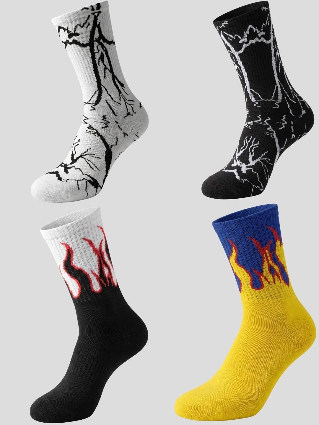 Moda Rapido Men Pack of 4 Cotton Blend Patterned Above Ankle Socks