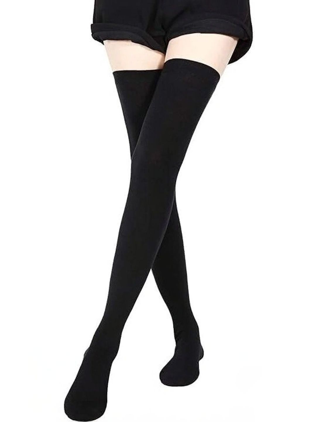 SOKSI Men Black Thigh-High Socks