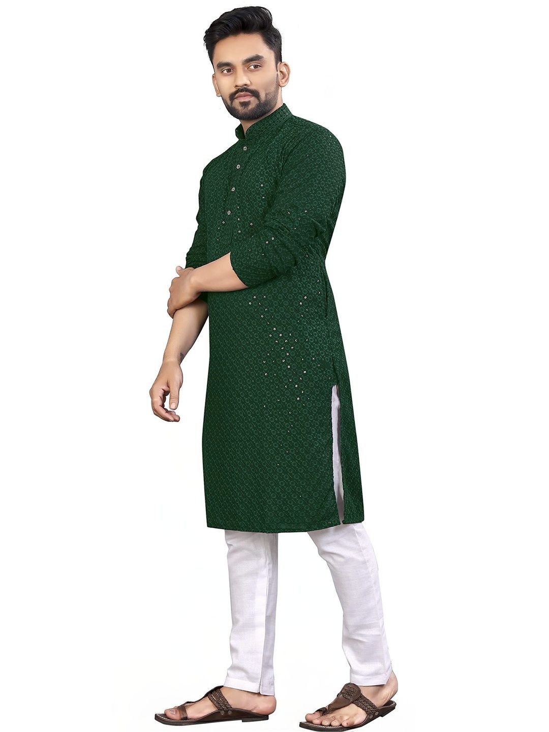 Moda Rapido Men Embellished Sequinned Handloom Kurta