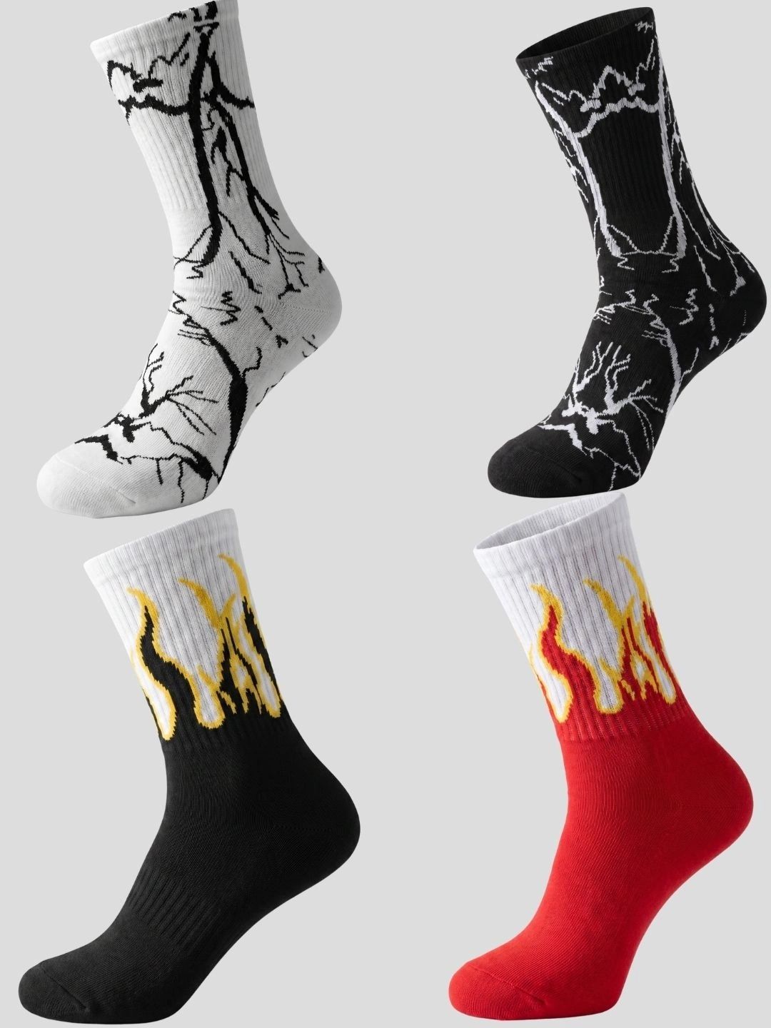 Moda Rapido Men Pack of 4 Cotton Blend Patterned Calf Length Socks