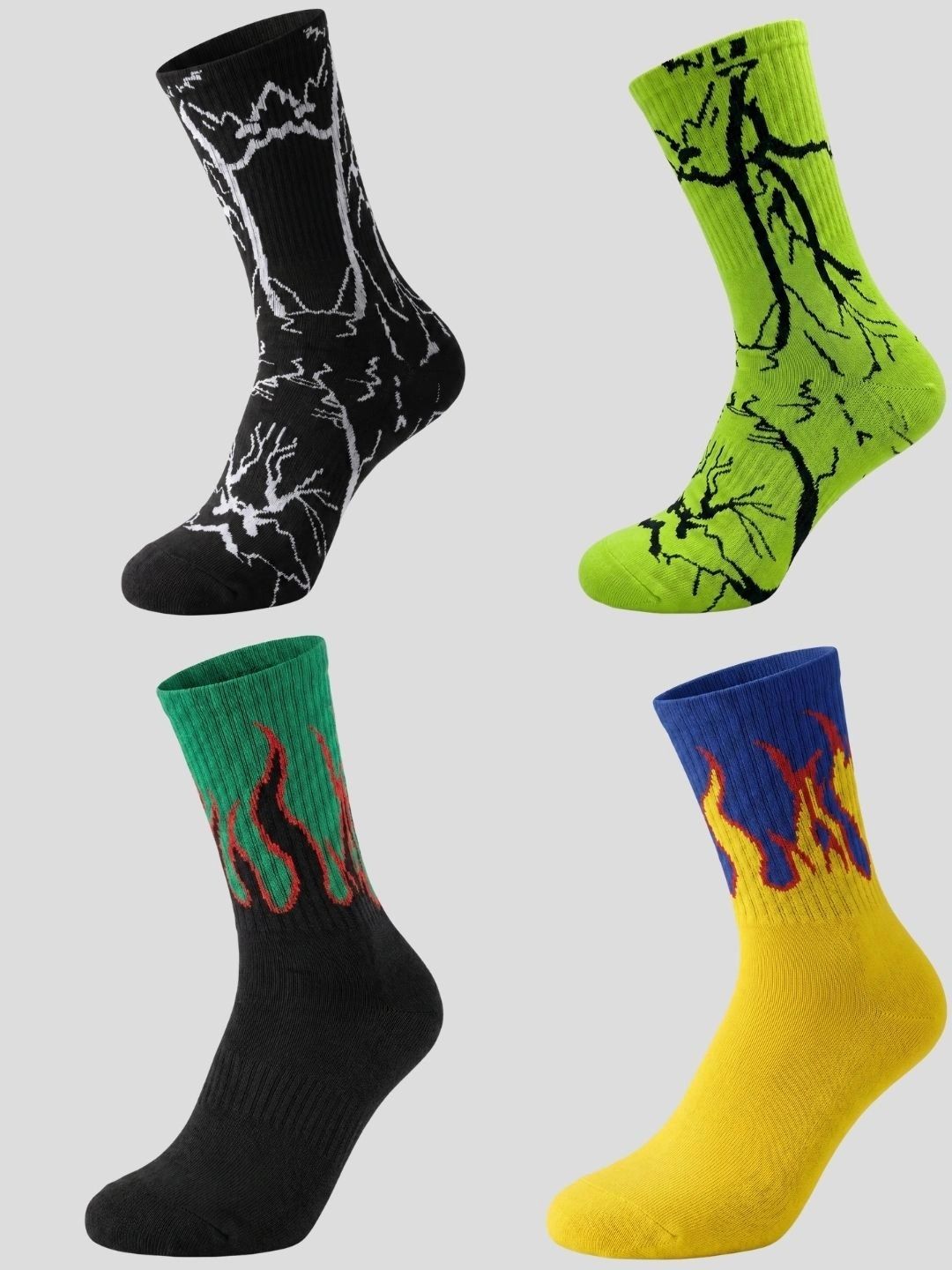 Moda Rapido Men Pack of 4 Cotton Blend Patterned Calf Length Socks
