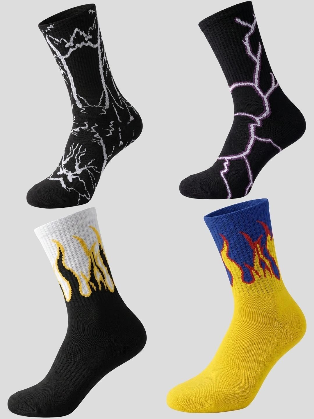 Moda Rapido Men Pack of 4 Cotton Blend Patterned Calf Length Socks