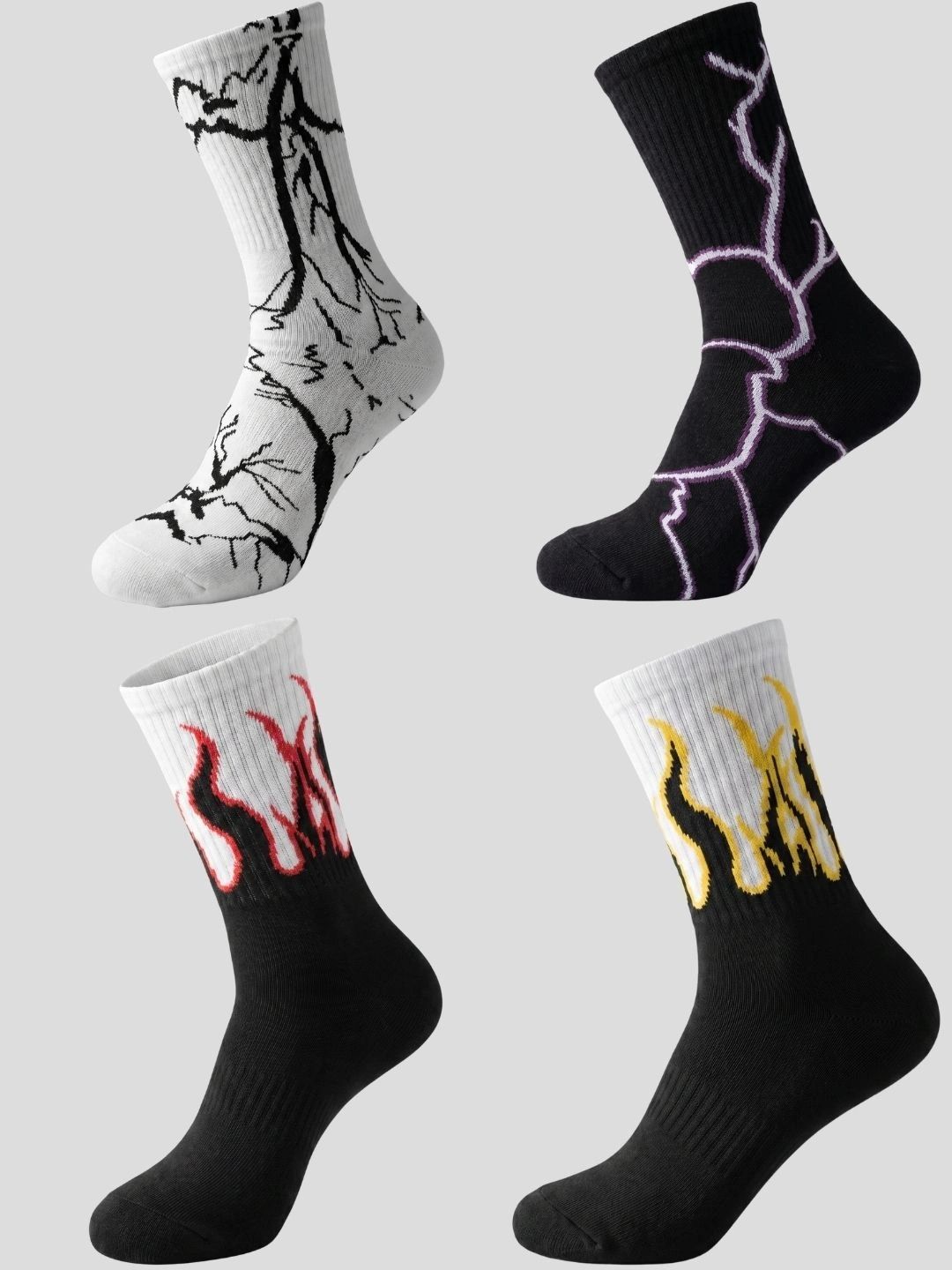 Moda Rapido Men Pack of 4 Cotton Blend Patterned Above Ankle Socks