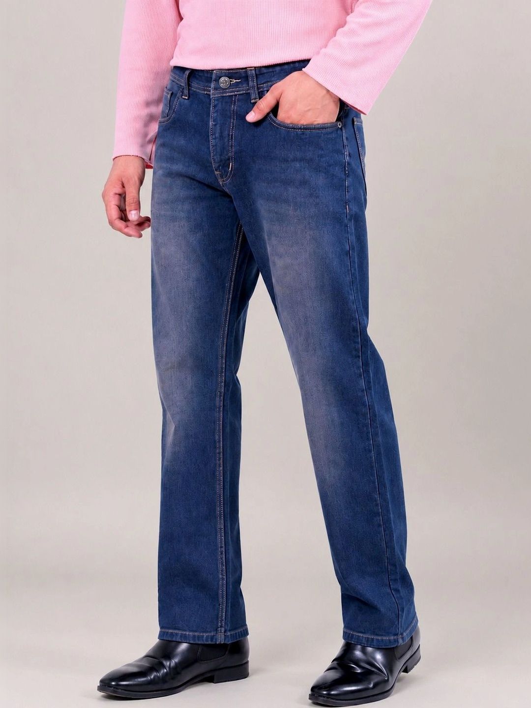 Denimora Men Straight Fit Mid-Rise Stretchable Jeans