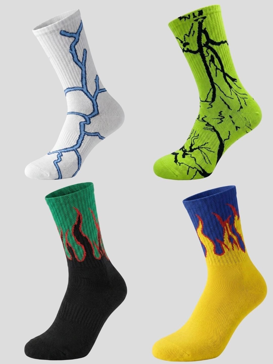 Moda Rapido Men Pack of 4 Cotton Blend Patterned Calf Length Socks