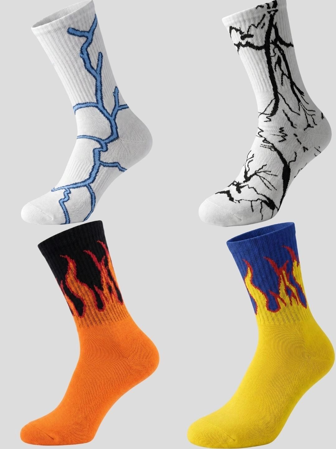Moda Rapido Men Pack of 4 Cotton Blend Patterned Calf Length Socks