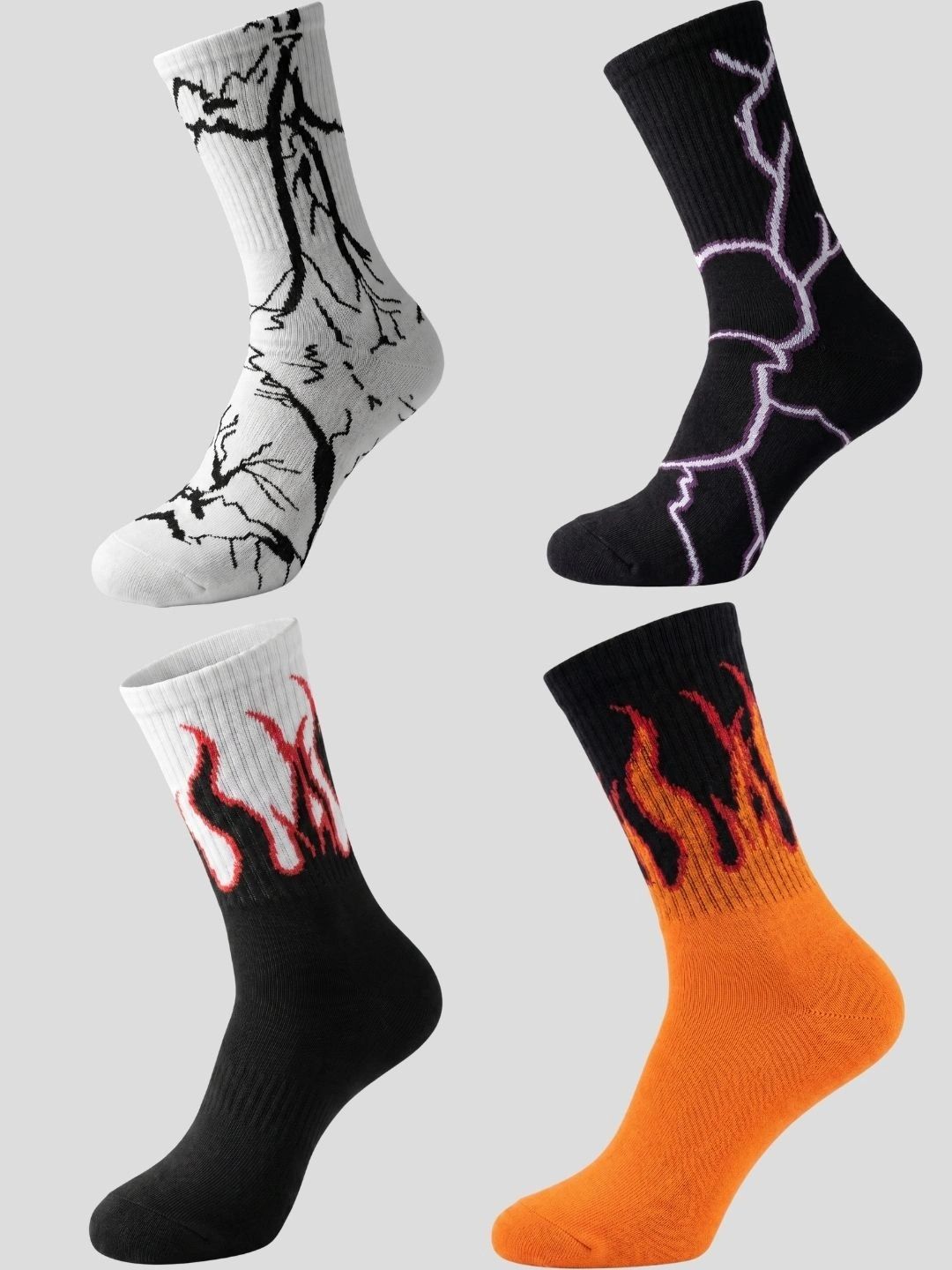 Moda Rapido Men Pack of 4 Cotton Blend Patterned Calf Length Socks