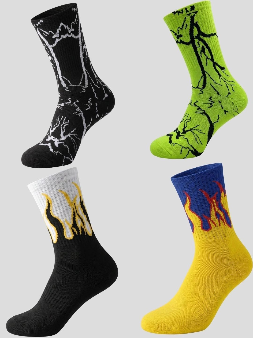 Moda Rapido Men Pack of 4 Cotton Blend Patterned Calf Length Socks