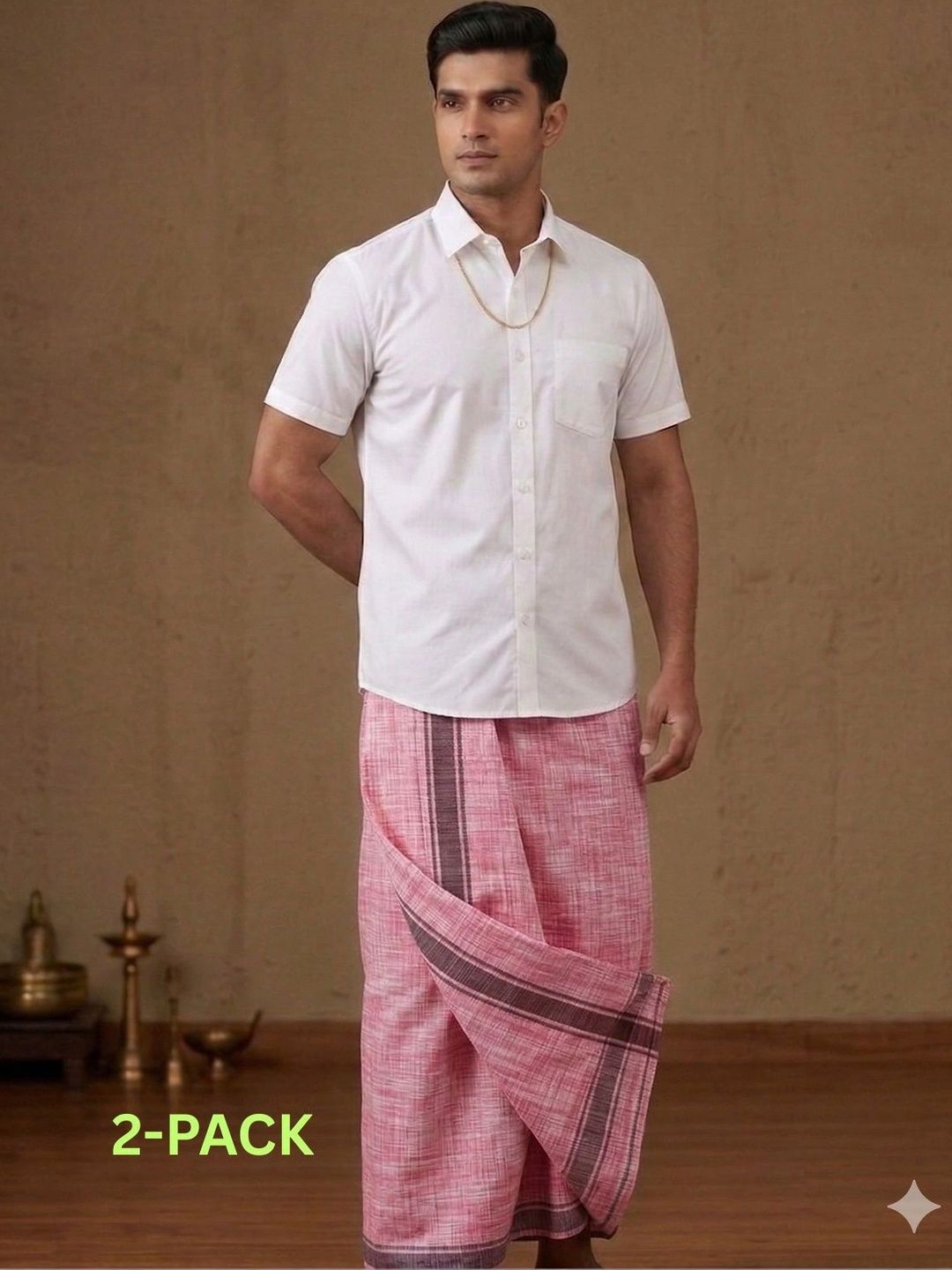 Sharan Elegance Men Striped Cotton Dhoti Dhotis