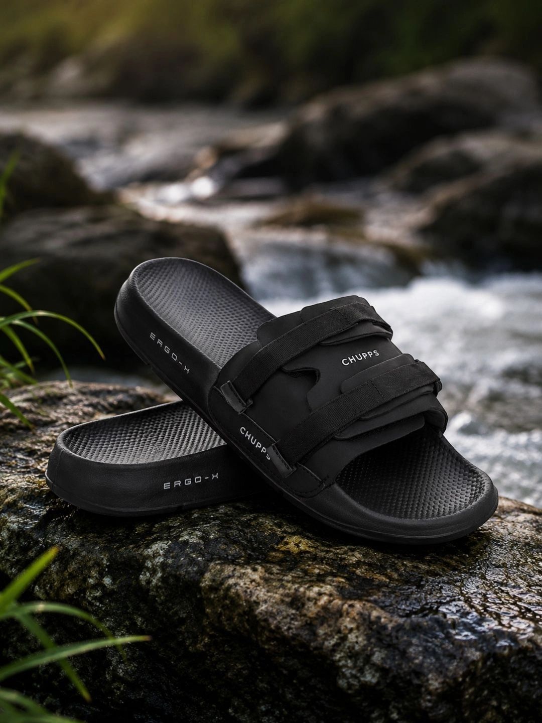CHUPPS Men Black Element Ergo-X Orthopedic Sliders
