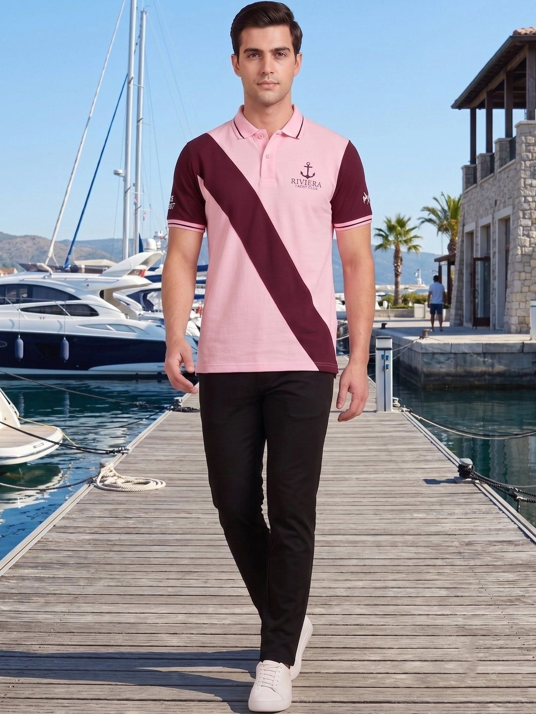 STARFOX Men Typography Colourblocked Polo Collar T-shirt