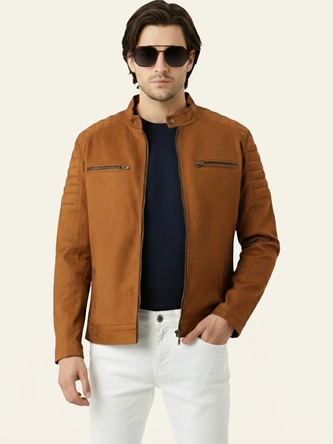 Leather Retail Men Suede Lightweight Outdoor Biker Jacket