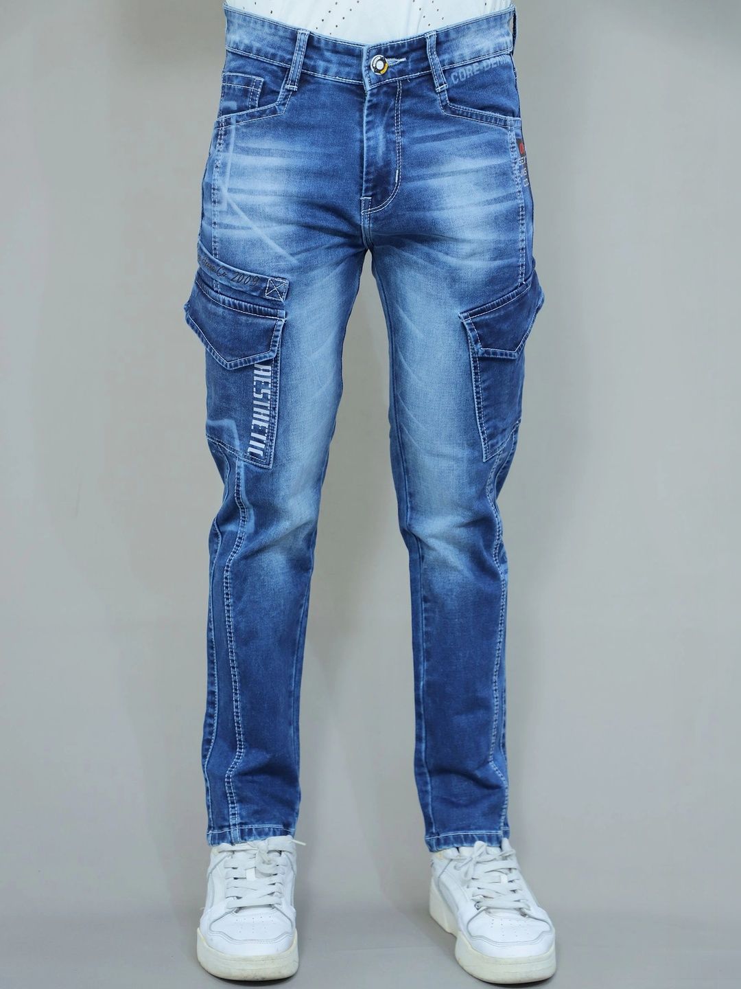 GEX Men Regular Fit Mid-Rise Low Distress Jeans