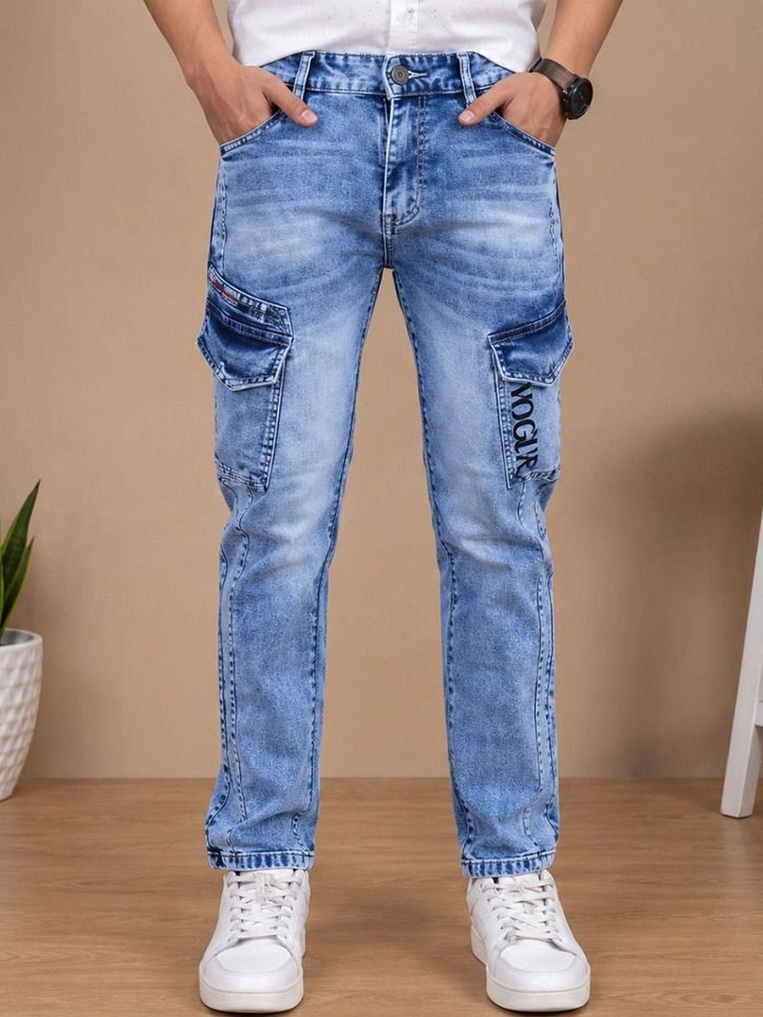 GEX Men Regular Fit Mid-Rise Low Distress Jeans