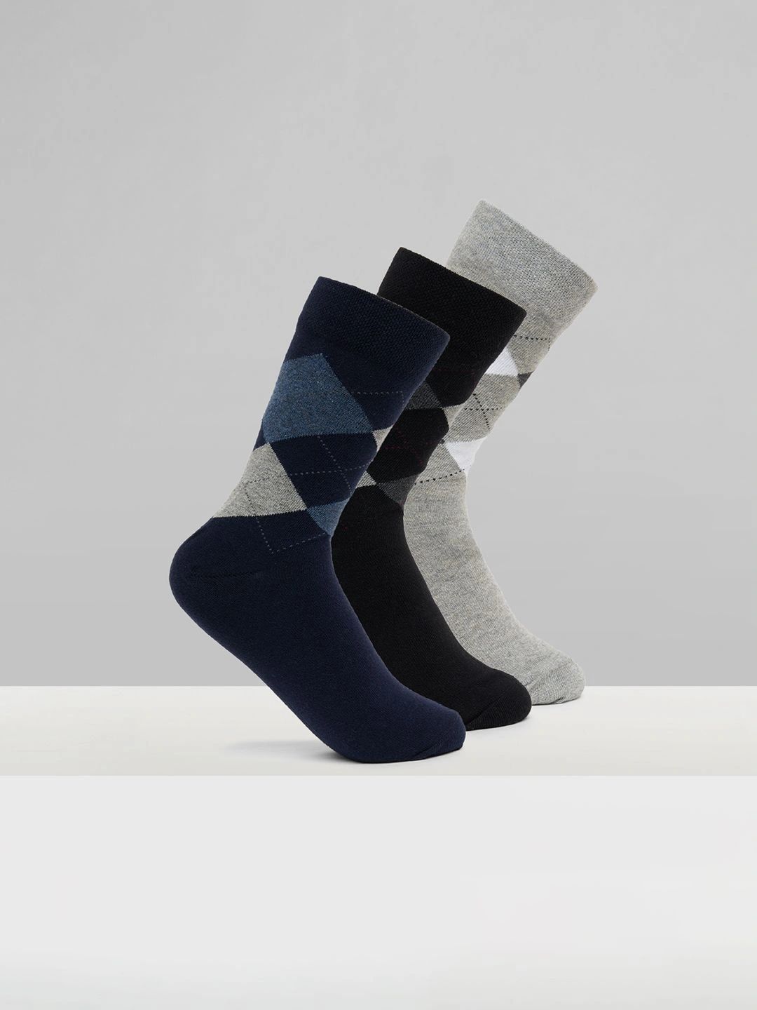 Urban Ranger by pantaloons Men Pack of 3 Cotton Blend Assorted Patterned Calf Length Socks