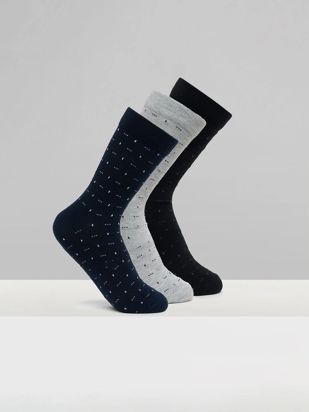 Urban Ranger by pantaloons Men Pack of 3 Cotton Blend Assorted Patterned Calf Length Socks
