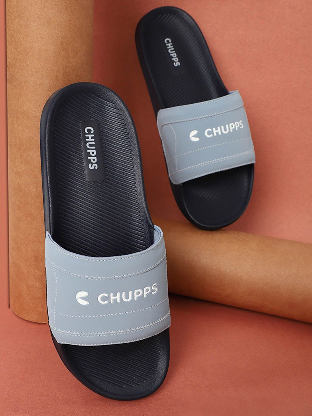CHUPPS Men Navy Grey Craft Airsoft Orthopedic Sliders