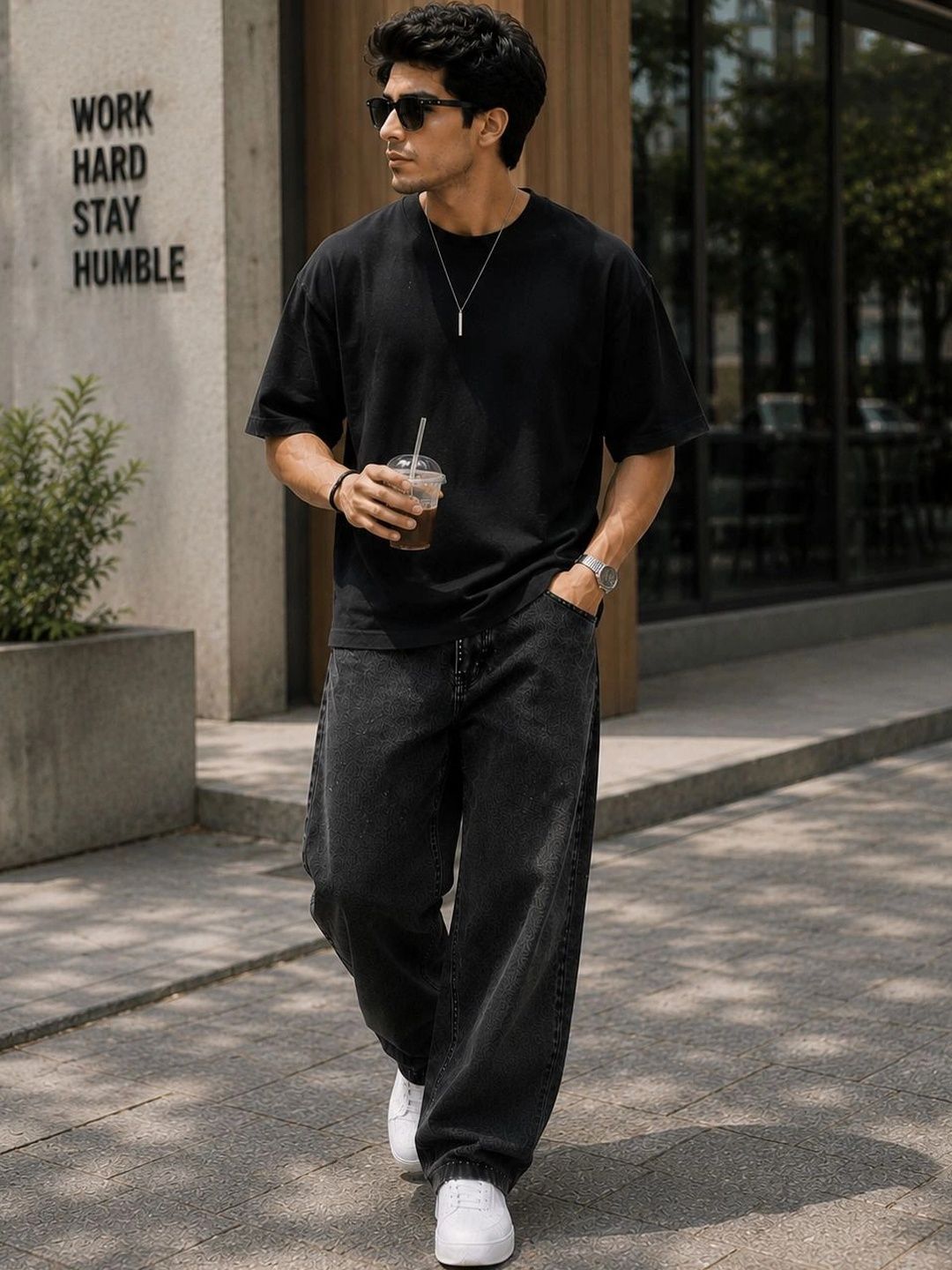 DENIM LIFE Men Wide Leg Mid-Rise Stretchable Jeans