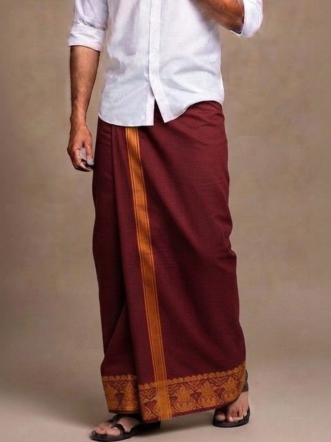 Sharan Elegance Men Embroidered Cotton Dhoti Dhotis