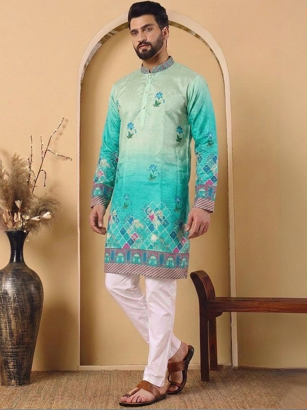 CHIRASVI Men Floral Printed Kurta