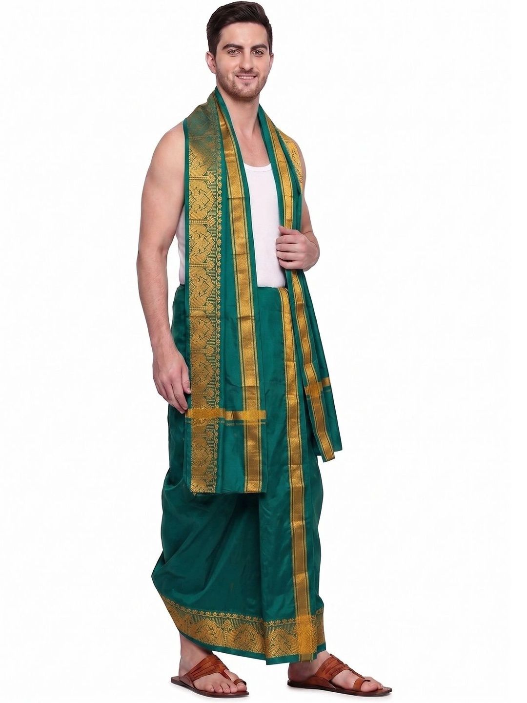 Hornbill Enterprises Men Embroidered Cotton Dhoti Dhotis