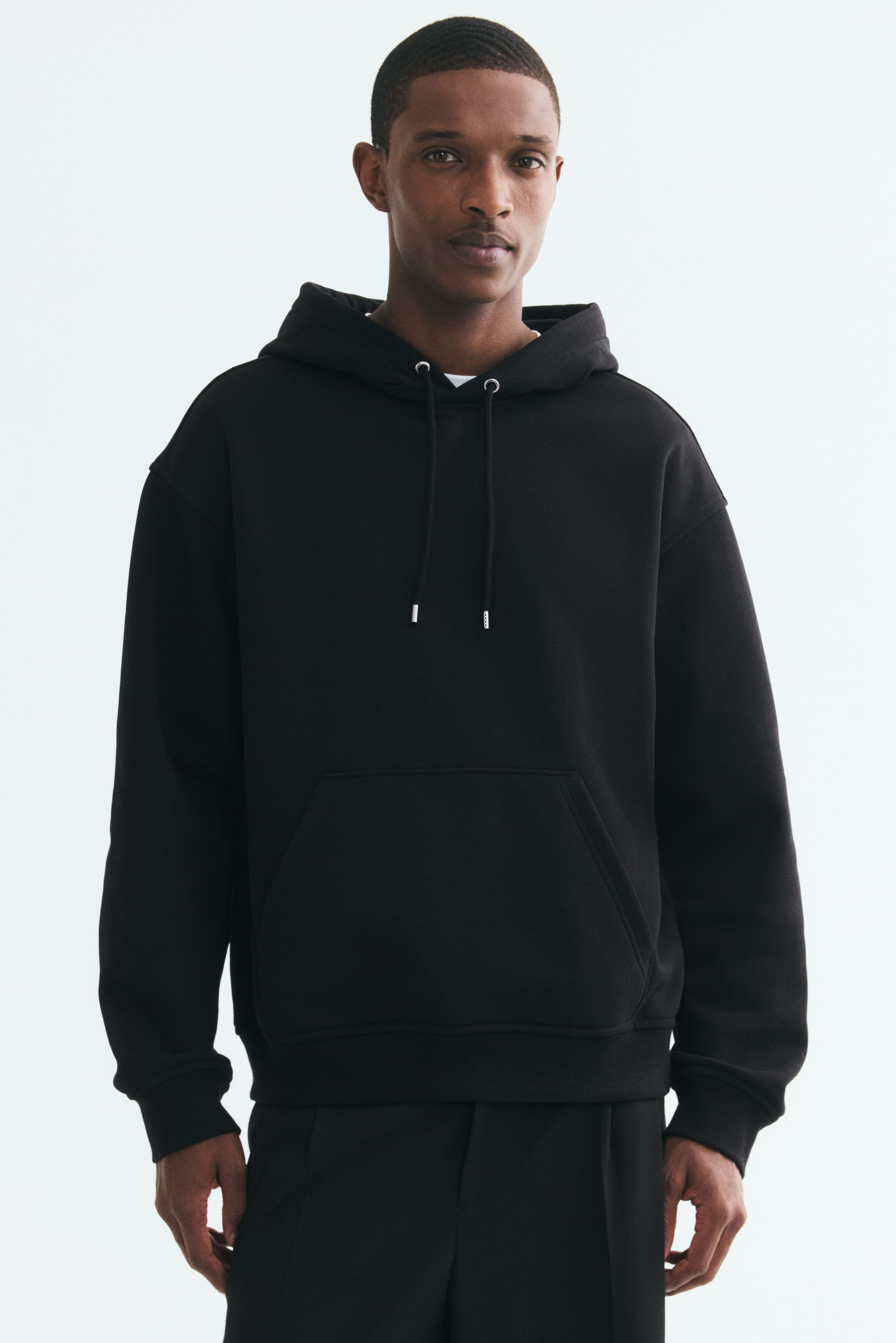 H&M Men Black Relaxed Fit Hoodie