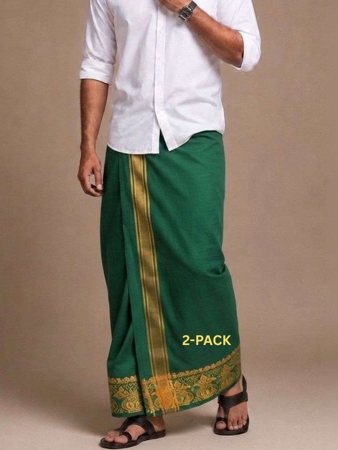 Sharan Elegance Men Embroidered Cotton Dhoti Dhotis