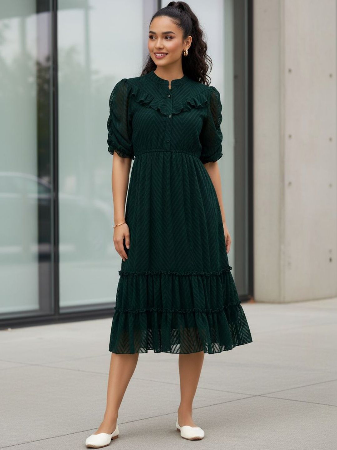 Buy BLUE PIEGEON Crepe Fit & Flare Dress - Dresses for Women