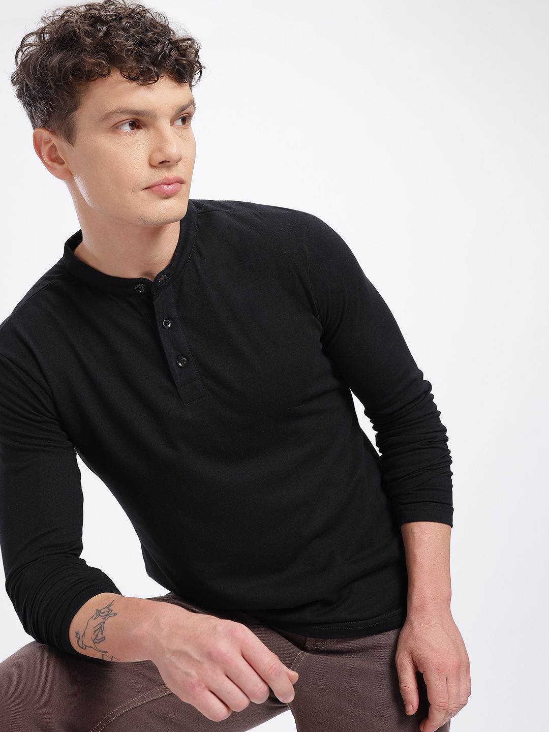 glitchez Henley Neck Regular Fit T-shirt