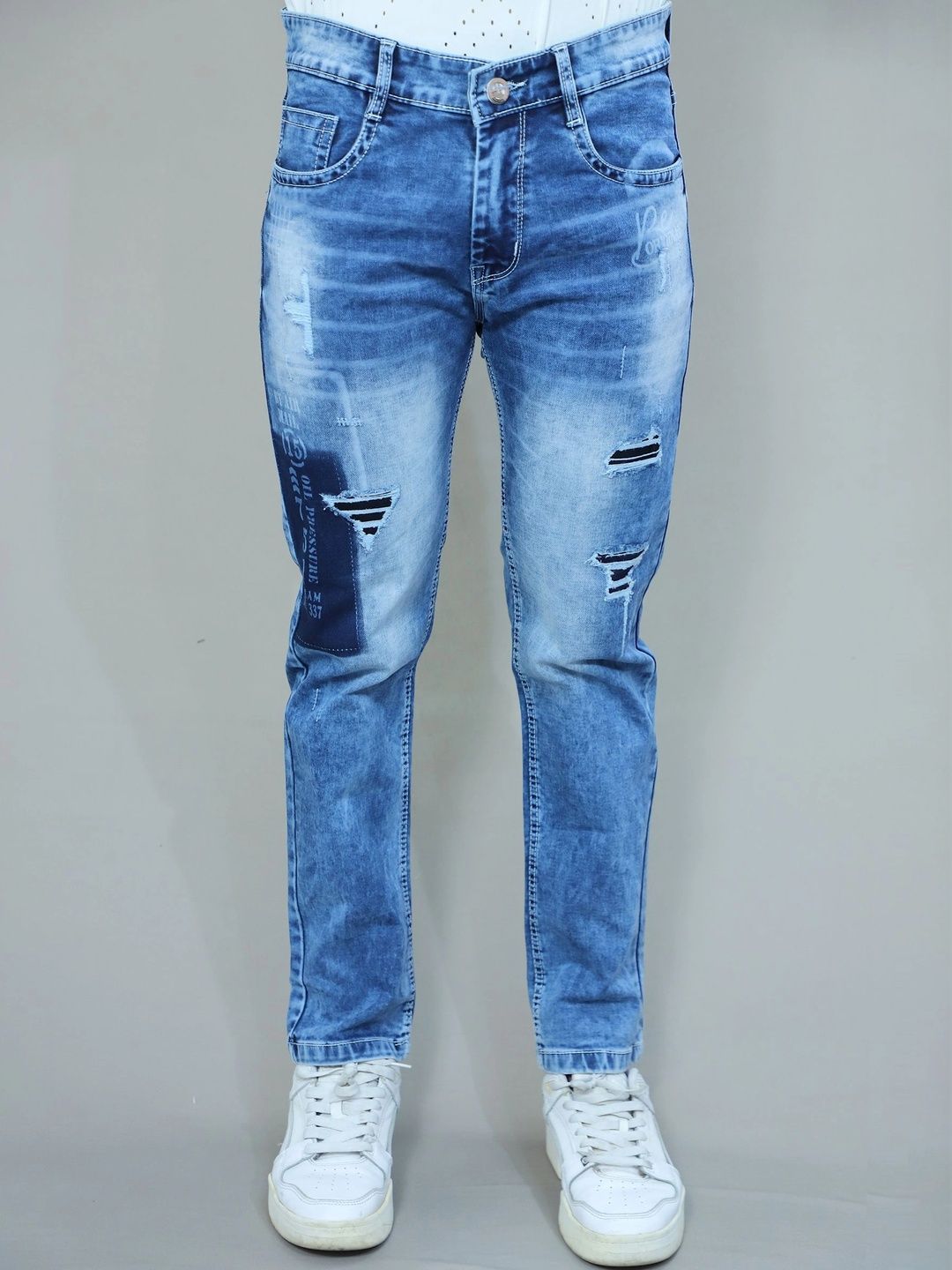 GEX Men Regular Fit Mid-Rise Highly Distressed Jeans