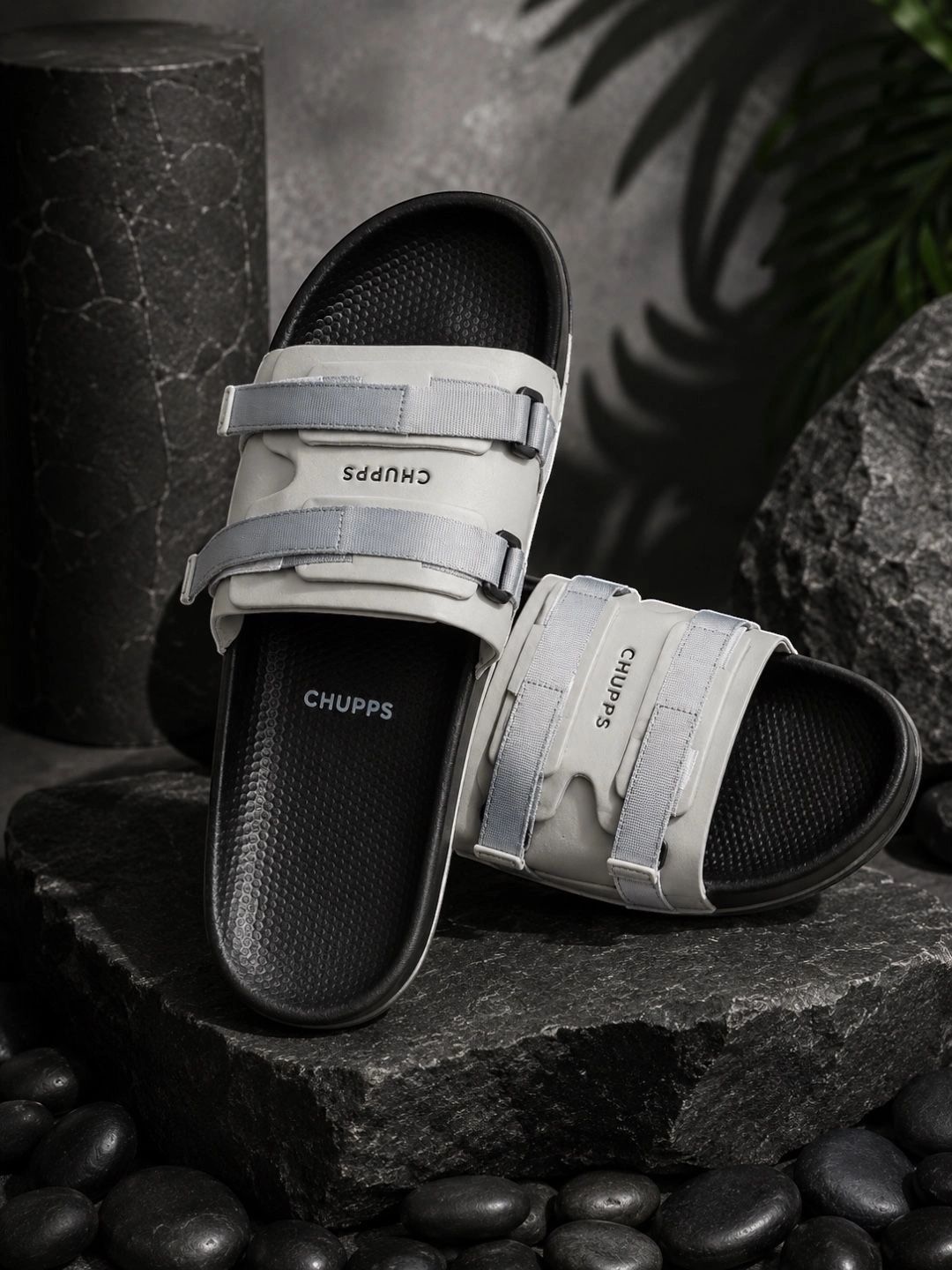 CHUPPS Men Grey Black Element Ergo-X Orthopedic Sliders