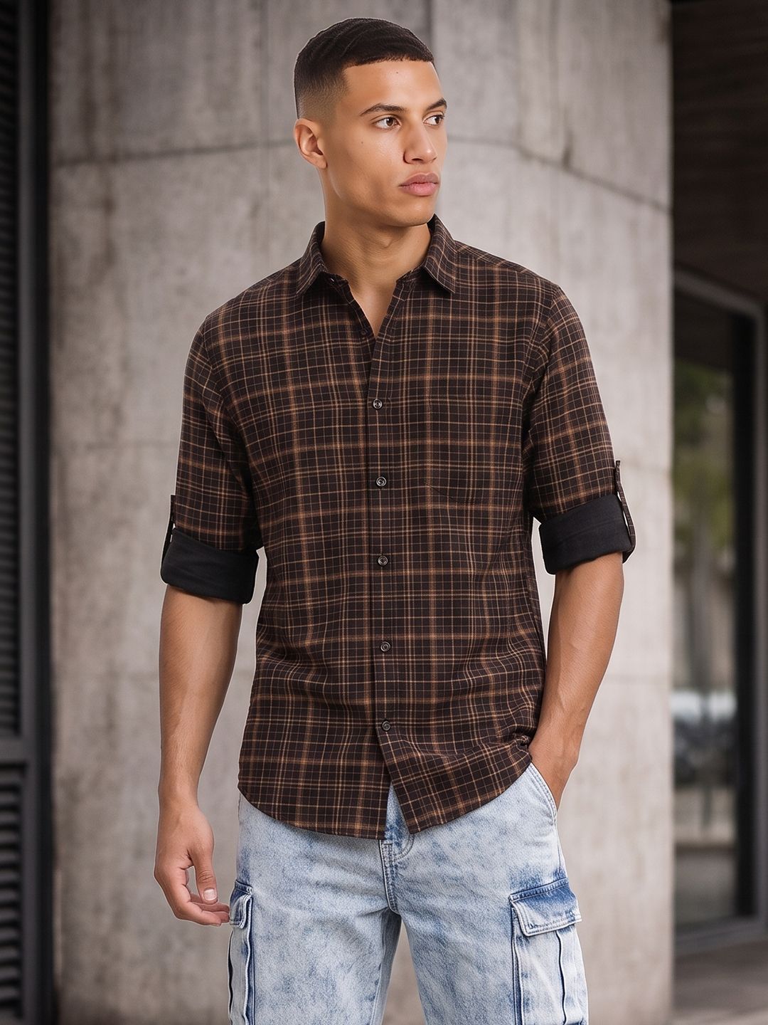 The Roadster Life Co. Tartan Checked Pure Cotton Casual Shirt