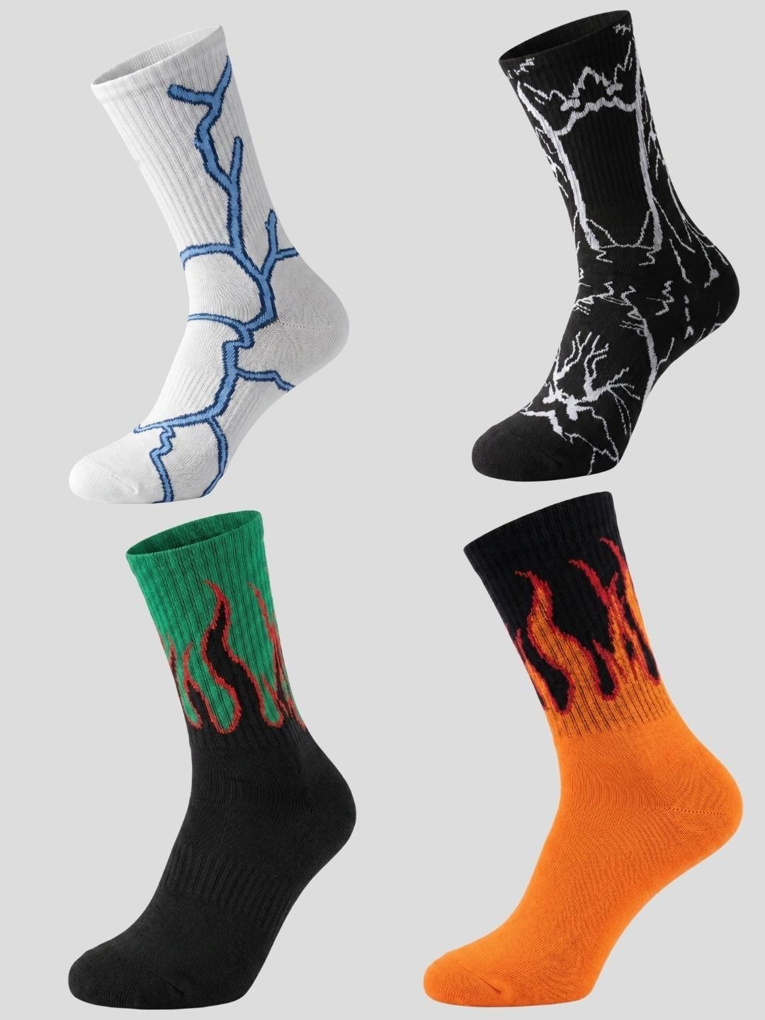 Moda Rapido Men Pack of 4 Cotton Blend Patterned Calf Length Socks