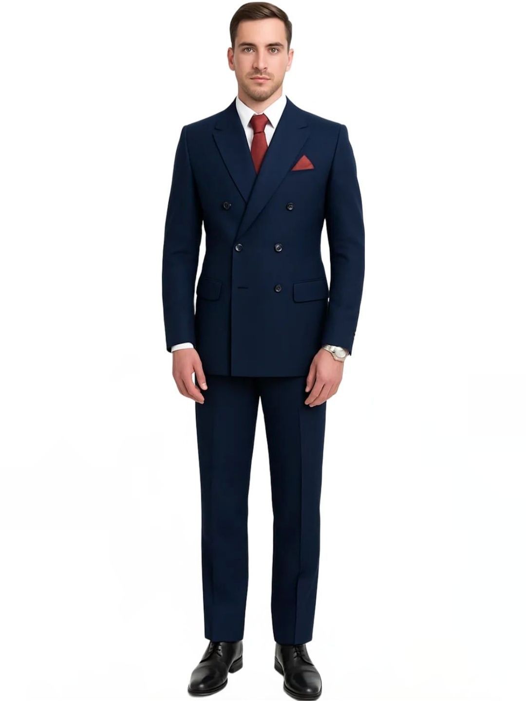 RISANI Lapel Collar Double Breasted 2 Piece Suit