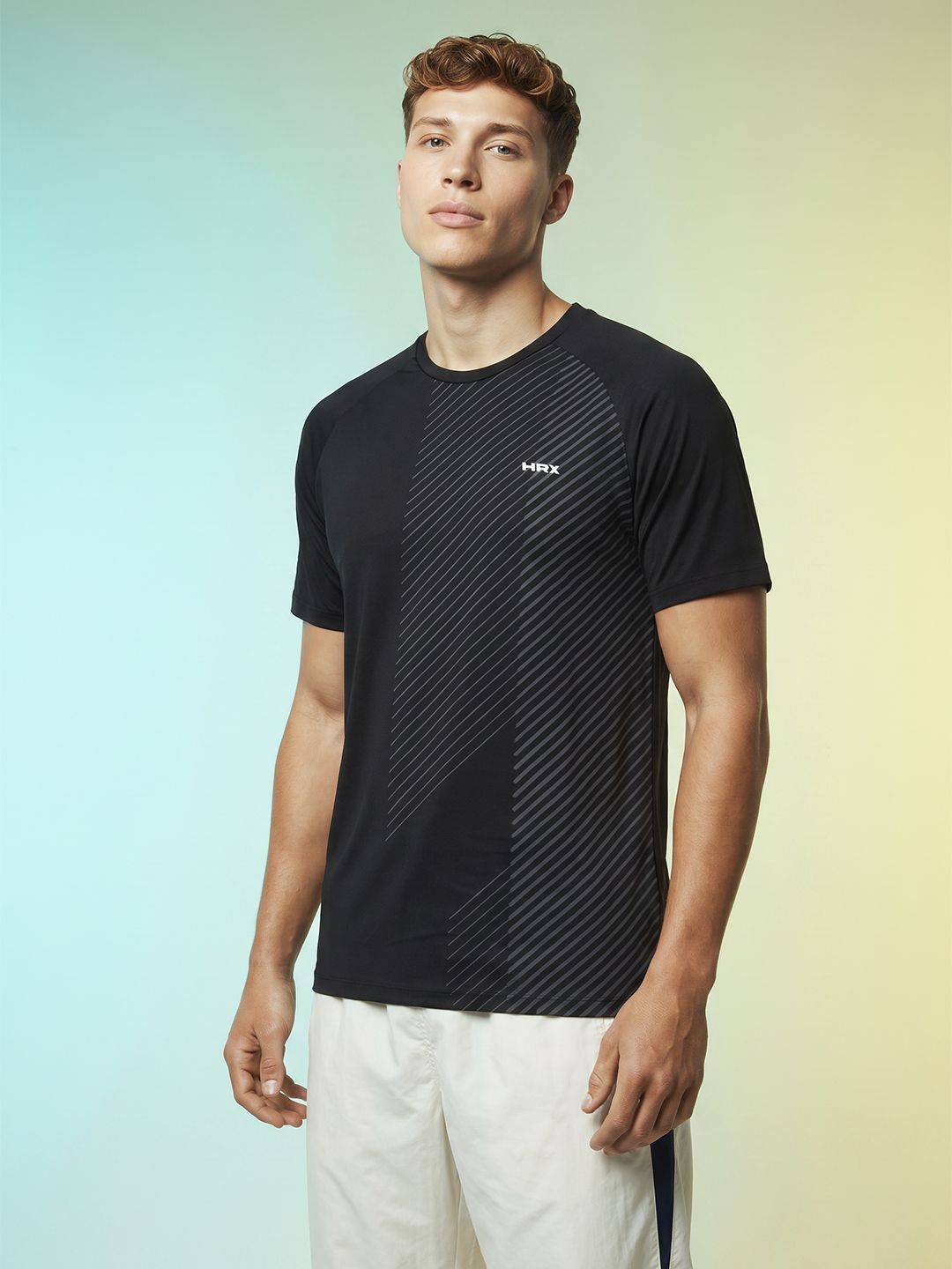 HRX by Hrithik Roshan Striped Rapid Dry Training T-shirt