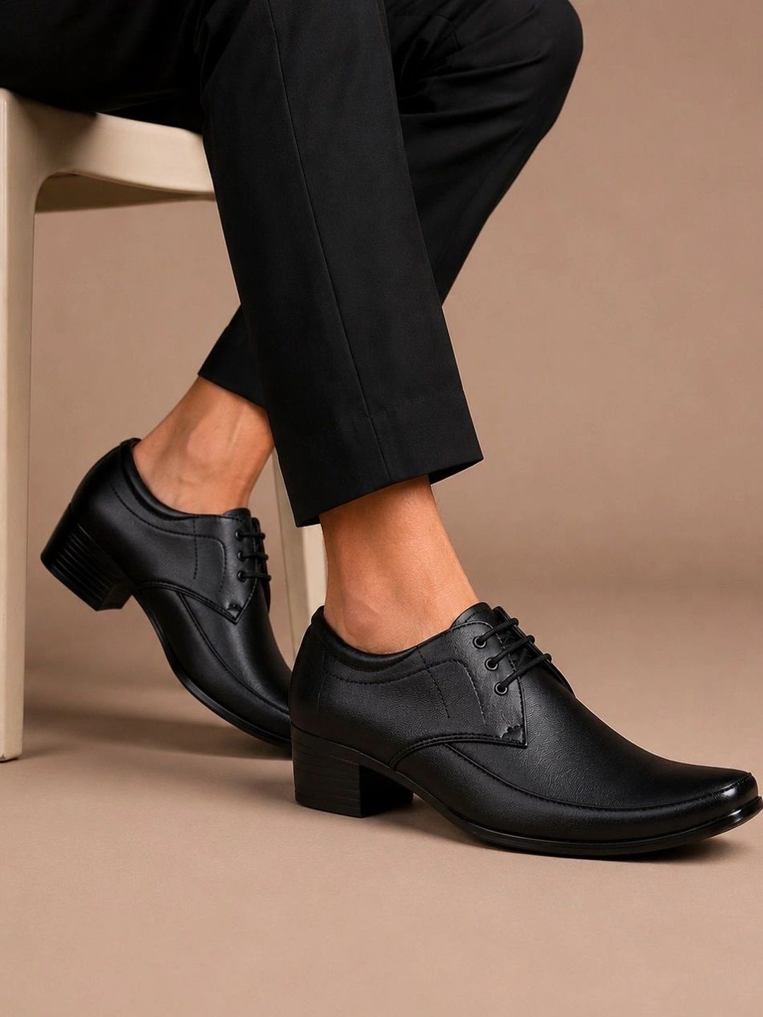 Bxxy Men Lace-Ups High-Top Square-Toe Formal Derbys