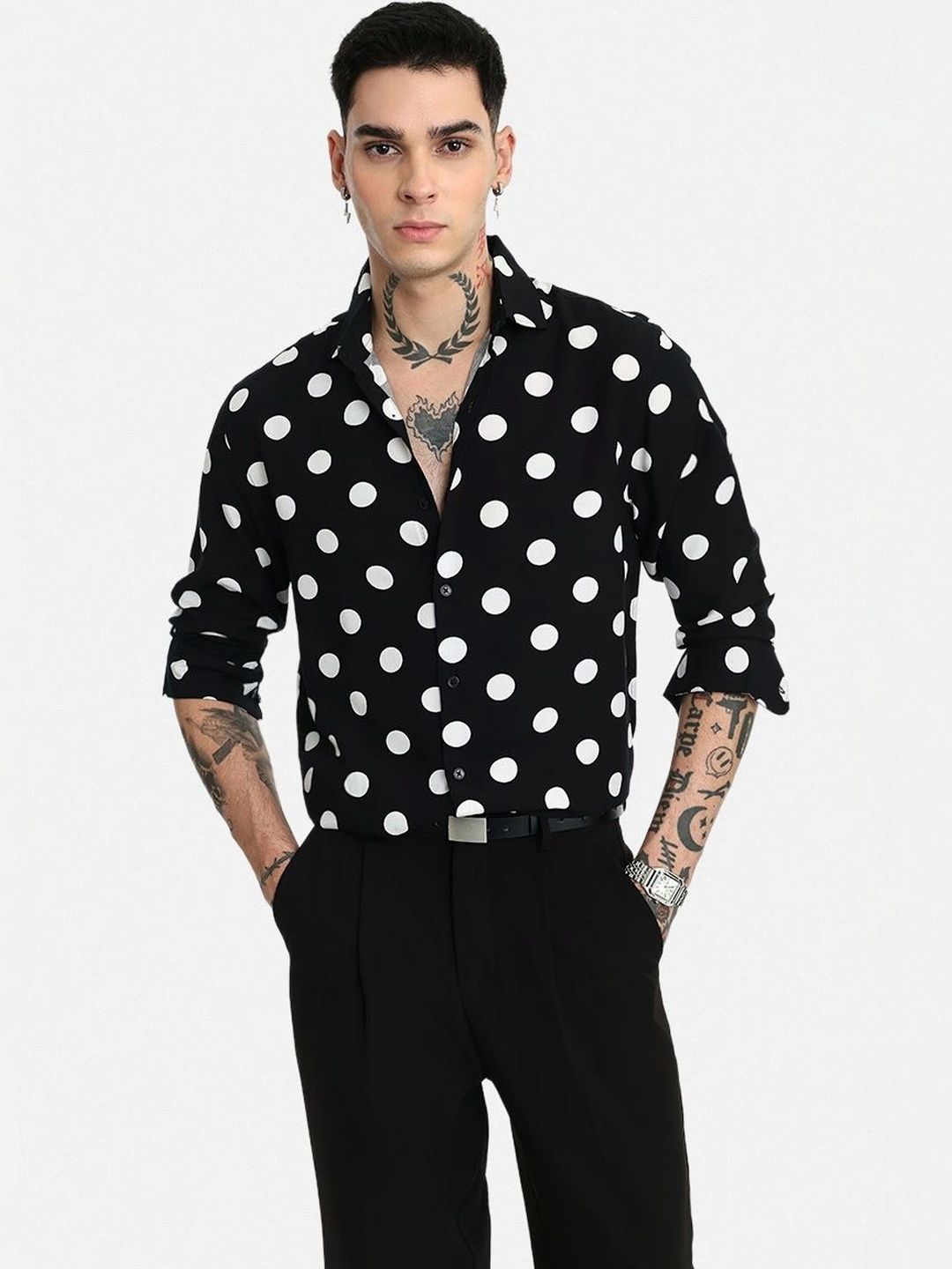 Snitch Men Polka Dot Printed Casual Shirt