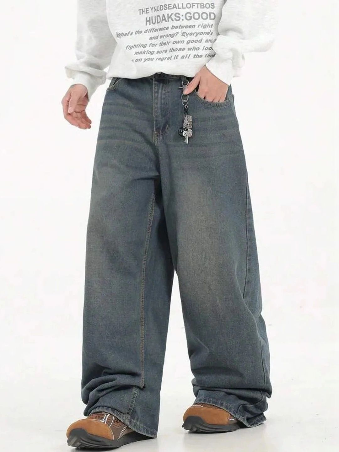 Stylecast X Kotty Men Wide Leg Low-Rise Jeans